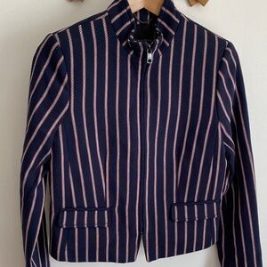 Banana Republic Navy Zipper Blazer with Red and White Stripes Sz6